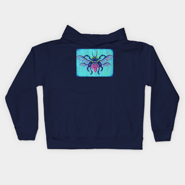 Crystal Beetle Kids Hoodie by WildSkullflowerArt